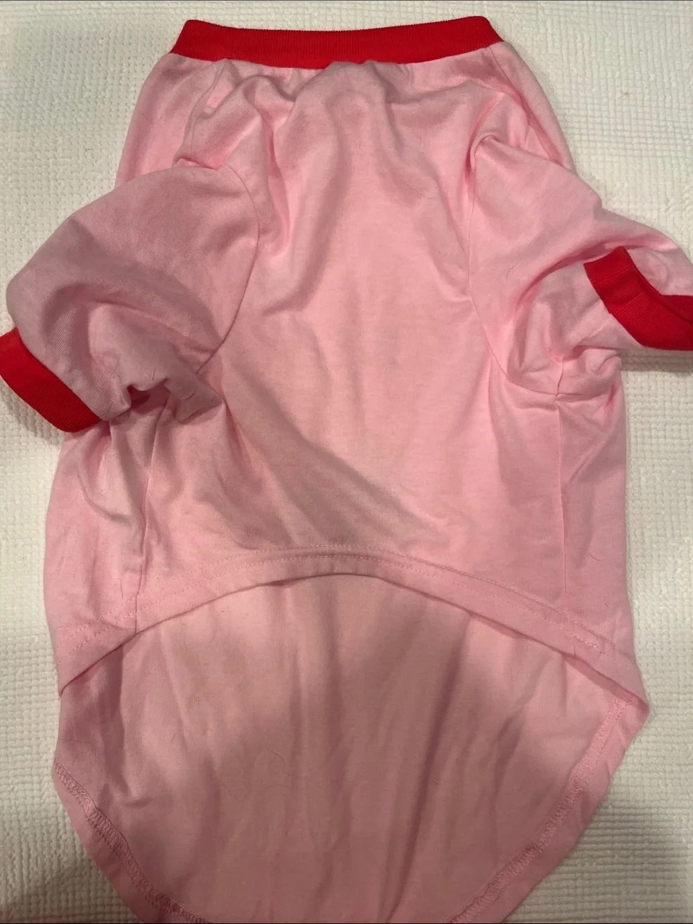 Pink Dog Tee with Red Trim and Conversation Heart Prints